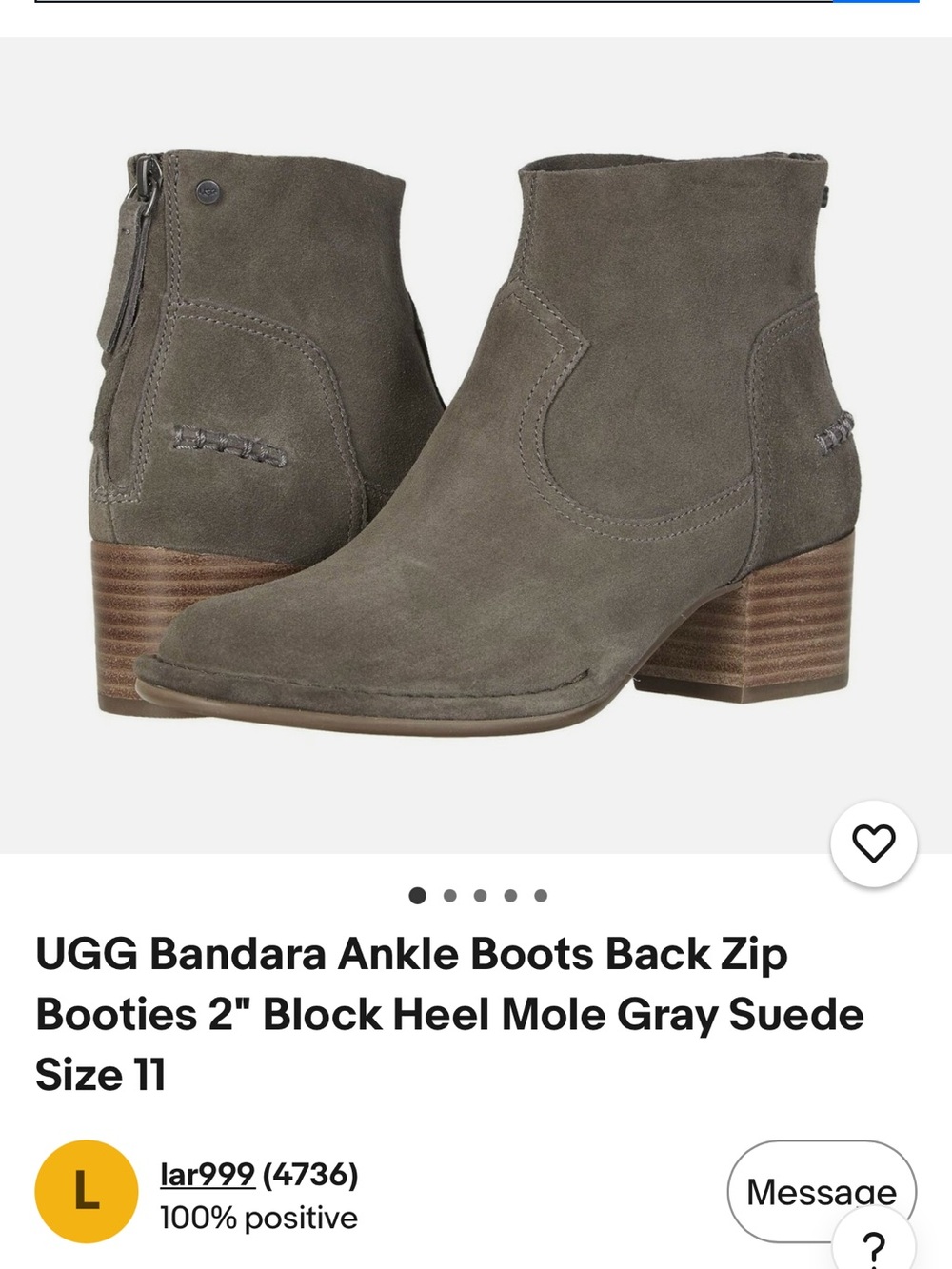 UGG Bandara Mole Gray Suede Ankle Booties